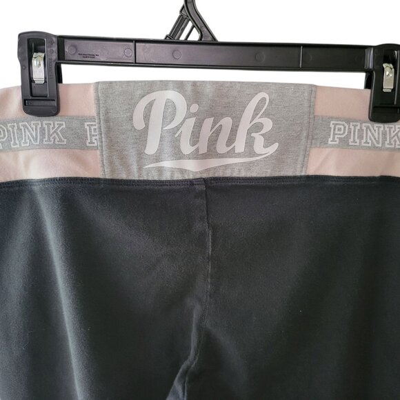 Victoria Secret PINK Y2K Leggings Bootcut Black Womens Large Long Logo - Picture 4 of 8